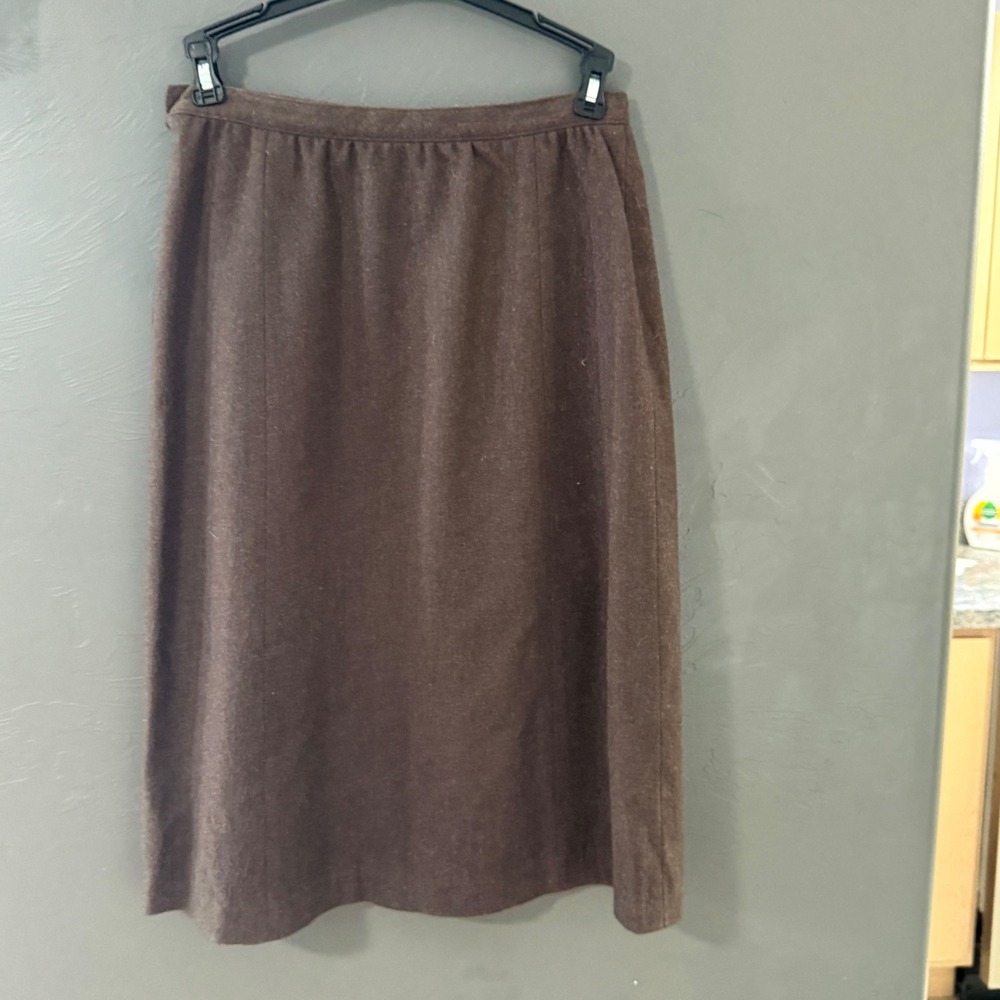 Pendleton Vintage 60s Brown 100%‎ Virgin Wool Straight Pencil Skirt 14 Made USA - Picture 5 of 8